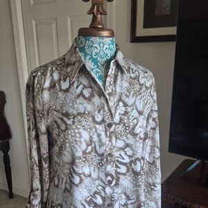 Chico's Brown Button Down Shirt with Tailored Fit